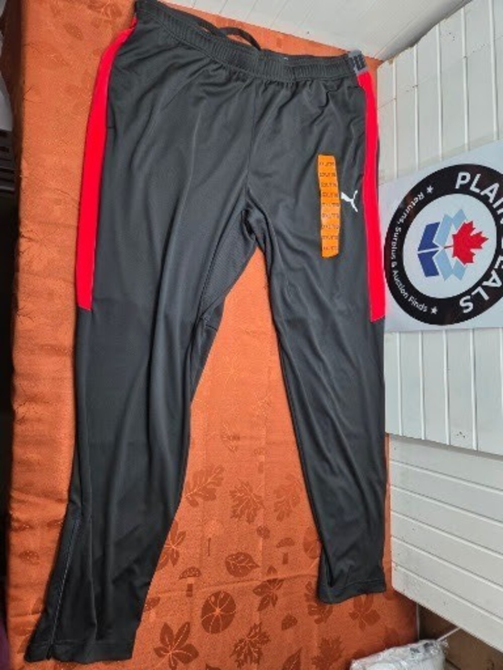 PUMA Men's Athletic Training Ankle-Zip Track Pants, Black / Red, XXL